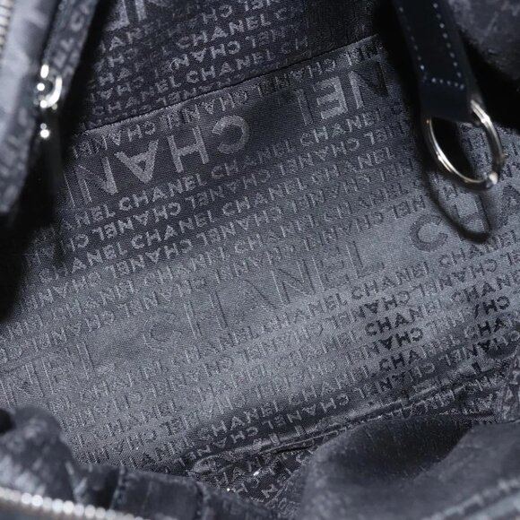 CHANEL Choco Bar Line Shoulder Bag Calf Skin Black CC Auth 117397 - Picture 12 of 15